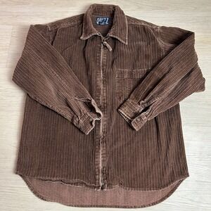 Vintage Quizz New York Heavy Corduroy Shirt Jacket Mens Medium Brown Zip Front M